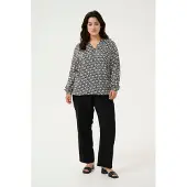 KAFFE CURVE Chemisier 'KCDiana' noir / blanc cassé