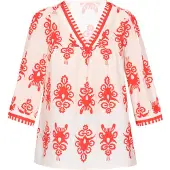 IZIA Chemisier orange / blanc