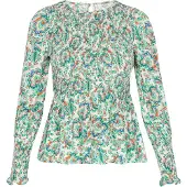 Usha Chemisier vert / orange / blanc