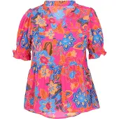 Usha Chemisier bleu / bleu clair / orange / rose