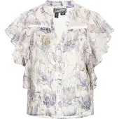 Dreimaster Chemisier bleu / or / violet foncé / blanc
