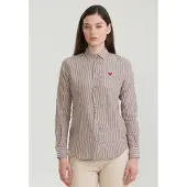 Felix Hardy Chemisier marron / rouge / blanc