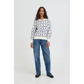 Ichi Cardigan 'BRIELLE' bleu / blanc