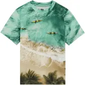 We fashion T-Shirt beige / turquoise / vert foncé