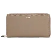 BOSS Portefeuille zippé en cuir grainé avec logo métallique