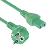 ACT Cordon d'alimentation connecteur CEE 7/7 mâle (angle) - C15 vert 2 m (2 m), Câble d'alimentation, Vert