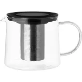 Ginza.se Dzbanek na herbatę zaparzaczem, 1,5 l, Cafetière, Noir, Argent, Transparent