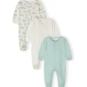 MINOTI Pyjama crème / gris clair / menthe / blanc cassé
