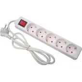 Velleman Prise 5 Voies Avec Interrupteur - Câble 1,5 M - Blanc - Schuko