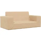 vidaXL Canapé pour enfants 2 places Crème Douce Peluche