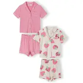 MINOTI Pyjama vert / rose / blanc cassé