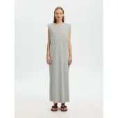 Selected Sans Manches En Coton Robe Longue Femme Gris S
