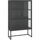 vidaXL Buffet haut Anthracite 80x35x135 cm Acier et verre trempé