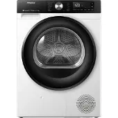 Hisense DH3S802BW2, Freestanding, Remplissage frontal, Pompe à chaleur, Blanc, Pivotant, Tactile, Droit