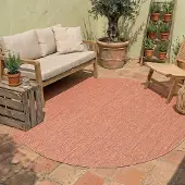 NATURL. Tapis d'extérieur rond - Costa Terracotta | Ø 100 cm | Rond | Tissage plat