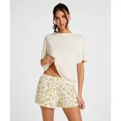 Hunkemoller Shorty 'Daisy' ivoire / jaune / olive / noir