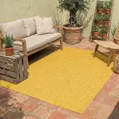 NATURL. Tapis d'extérieur - Costa Jaune Ocre | 160x230 cm | Rectangulaire | Tissage plat