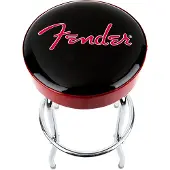 Fender Red Sparkle Logo Tabouret de Bar avec Logo Noir/Rouge Scintillant/Chrome 30"