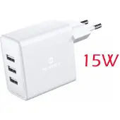 Swissten Ładowarka Sieciowa 3 X USB 3A 15W Biała (15 W, 3 ports), Chargeur USB, Blanc