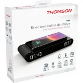 Thomson , radio-réveil avec écran numérique et fonction de charge par induction 15 W, noir