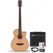 Gear4Music Electro Acoustic Bass Guitar Natural 35W Bass Amp & Accessory Pack