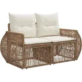 vidaXL Canapé de jardin 2 places, beige, en polyrotin