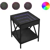 vidaXL Table basse avec Infinity-LED noir 40x40x49 cm