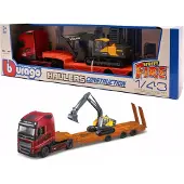 Bburago Volvo Fh16 Camion Remorque Excavateur Sur Chenilles Volvo Ec220E 1:43