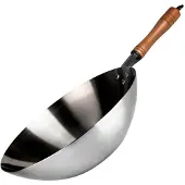 Ibili Poêle wok Karbonsteel, acier au carbone, 32 cm, argent/marron