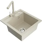 Mexen Évier 1 bac en granit Vito avec mélangeur Duero, beige (6503-69-671600-69)