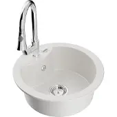 Mexen Diego 1 bac en granit avec mitigeur Elia, blanc - 6512-20-670101-00