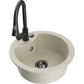Mexen Diego 1 bac en granit avec mitigeur Elia, Beige - 6512-69-670101-70
