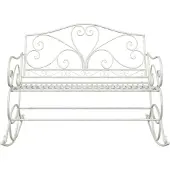 vidaXL Banc de jardin en acier blanc antique
