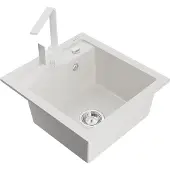 Mexen Évier Vito en granit 1 bac avec mitigeur Rita, blanc (6503-20-670300-20)