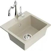 Mexen Évier 1 bac en granit Milo avec mélangeur Carla, beige (6505-69-670700-00)