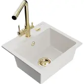 Mexen Évier en granit Milo avec mitigeur Duero, blanc (6505-20-671600-50)