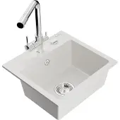 Mexen Évier en granit Milo avec mitigeur Duero, blanc (6505-20-671600-00)