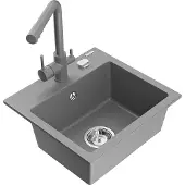 Mexen Évier en granit Milo avec mitigeur Duero, gris (6505-71-671600-71)