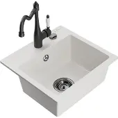 Mexen Évier 1 bac en granit Milo avec mitigeur Carla, blanc (6505-20-670700-70)