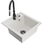 Mexen Evier Vitogranite 1 bac avec mélangeur Savita, blanc (6503-20-672601-70)