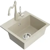 Mexen Évier 1 bac en granit Milo avec mitigeur Carla, beige (6505-69-670700-69)