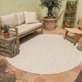 NATURL. Tapis d'extérieur rond - Costa Sable | Ø 100 cm | Rond | Tissage plat