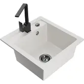 Mexen Évier Vito en granit 1 bac avec mitigeur Rita, blanc (6503-20-670300-70)