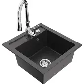 Mexen Evier Vitogranite 1 bac avec mitigeur Savita, noir moucheté (6503-76-672601-00)