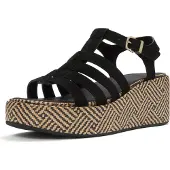 FitFlop pour femme. A5O-001 Sandales Graphic en cuir noir (41), 5 à 8 cm, Boucle, Casuel