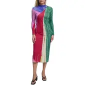 Desigual Robe bleu roi / pétrole / mandarine / rose foncé