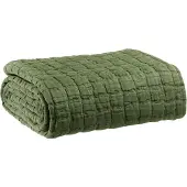 Vivaraise Plaid Stonewashed En Coton Olive 130 X 200