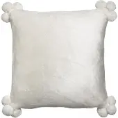 Vivaraise Housses de coussins TENDER POMPONS - Blanc - 45x45 cm