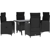 vidaXL Ensemble de table d'extérieur , 5 pièces, noir, en polyrotin