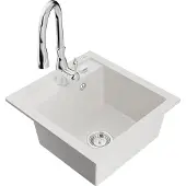 Mexen Évier Vitogranite 1 bac avec mélangeur Savita, blanc (6503-20-672601-00)